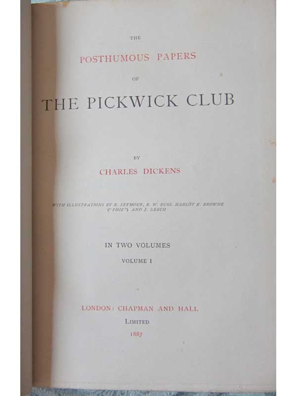 The Posthumous Papers of the Pickwick Club 2 Vols. Title Page
