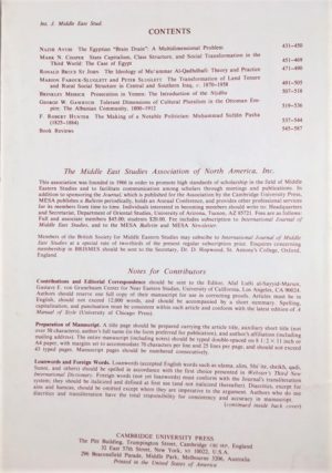 International Journal of Middle East Studies, Volume 15, Number 4, November 1983