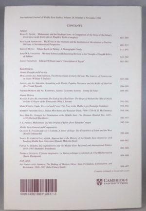 International Journal of Middle East Studies, Volume 28, Number 4, November 1996