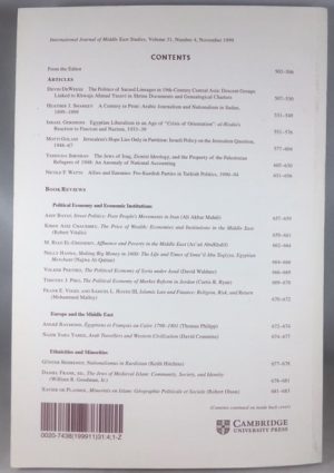 International Journal of Middle East Studies, Volume 31, Number 4, November 1999