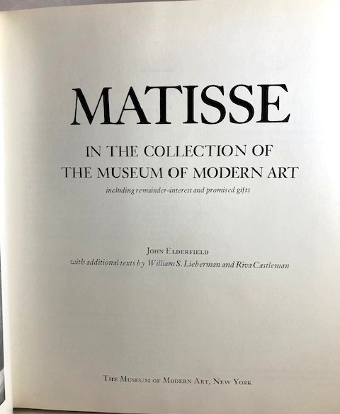 Matisse in the collection of the Museum of Modern Art, including remainder-interest and promised gifts